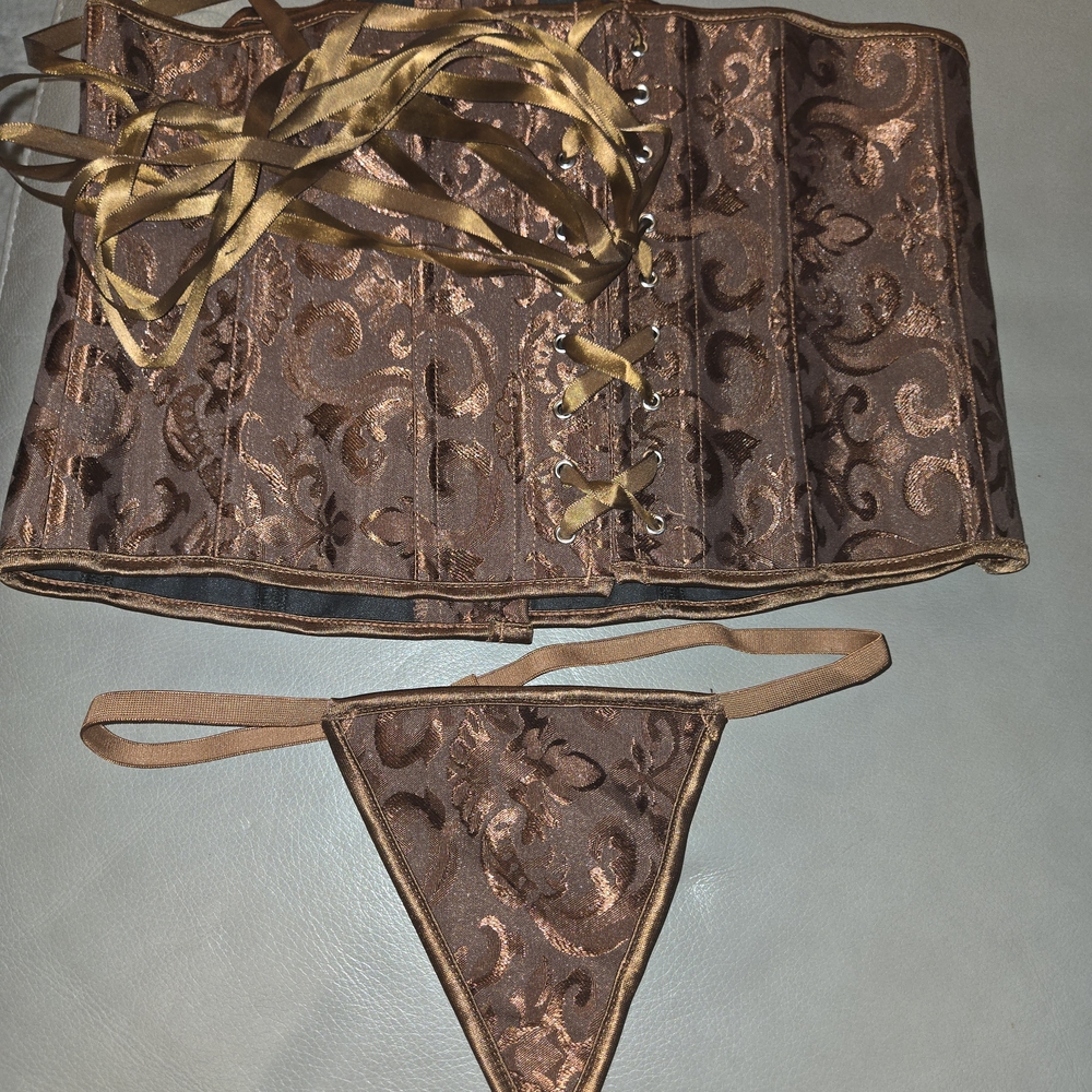Brown and Gold Corset Set